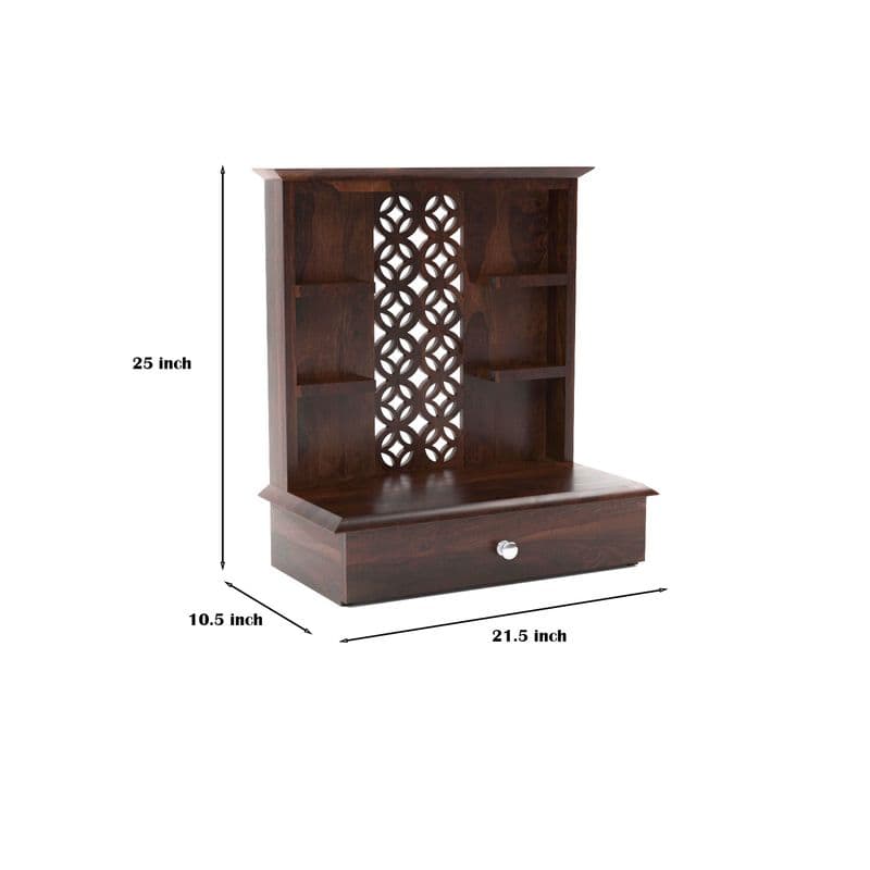 Solid Sheesham Wooden Home Temple for Pooja Home | Wooden Mandir for Home & Office | Pooja Stand (Walnut) - image 6