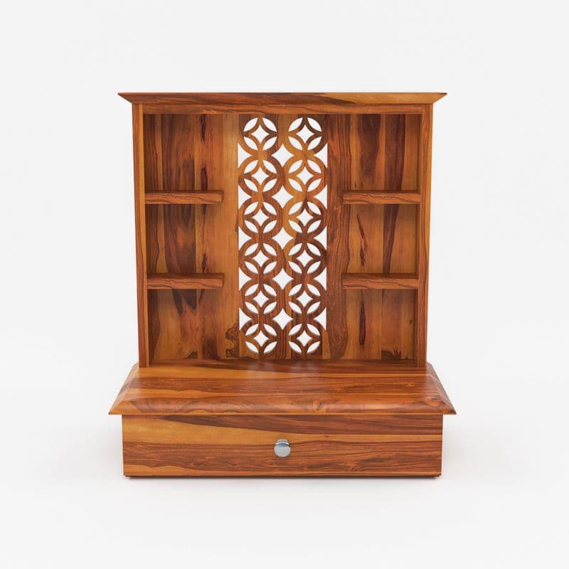 Solid Sheesham Wooden Home Temple for Pooja Home | Wooden Mandir for Home & Office | Pooja Stand (Honey) - image 2