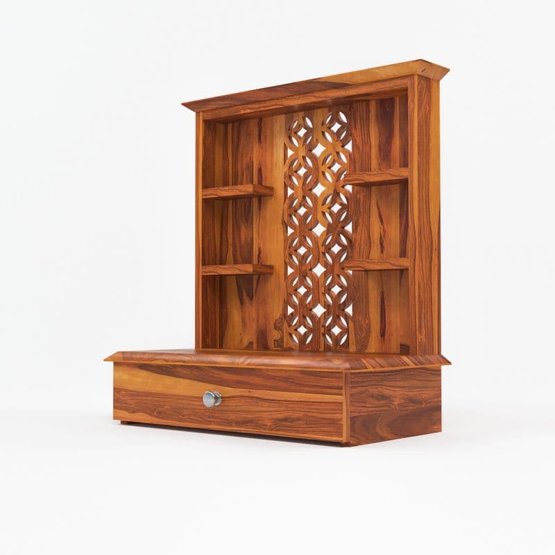 Solid Sheesham Wooden Home Temple for Pooja Home | Wooden Mandir for Home & Office | Pooja Stand (Honey) - image 4