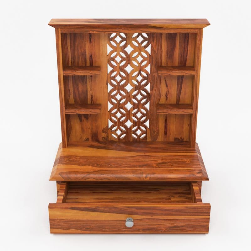 Solid Sheesham Wooden Home Temple for Pooja Home | Wooden Mandir for Home & Office | Pooja Stand (Honey) - image 5