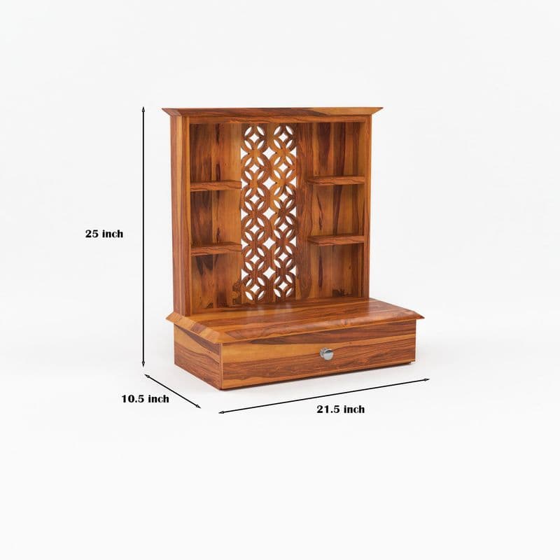 Solid Sheesham Wooden Home Temple for Pooja Home | Wooden Mandir for Home & Office | Pooja Stand (Honey) - image 6