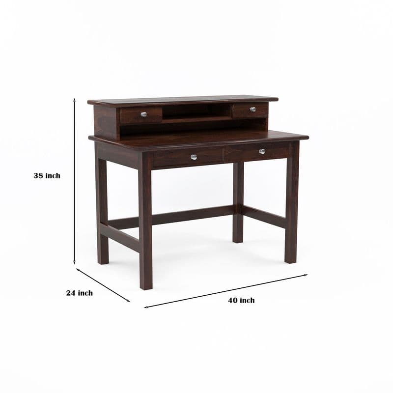 Solid Sheesham Wooden Study Table & Desk with Drawer for Office and Home | Wooden Computer Laptop Table | Reading & Writing(Walnut) - image 6