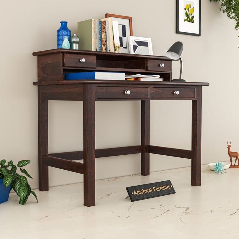 Solid Sheesham Wooden Study Table & Desk with Drawer for Office and Home | Wooden Computer Laptop Table | Reading & Writing(Walnut) - image 7