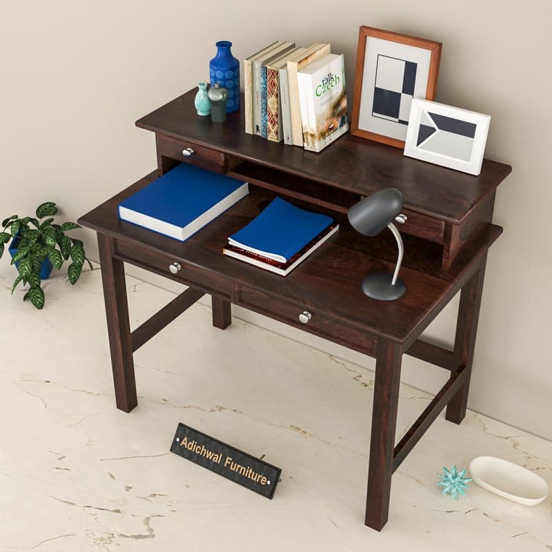 Solid Sheesham Wooden Study Table & Desk with Drawer for Office and Home | Wooden Computer Laptop Table | Reading & Writing(Walnut) - image 10