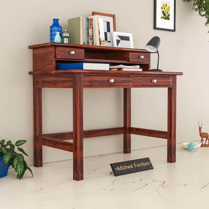 Solid Sheesham Wooden Study Table & Desk with Drawer for Office and Home | Wooden Computer Laptop Table | Reading & Writing | Laptop Desk(Honey) - image 8