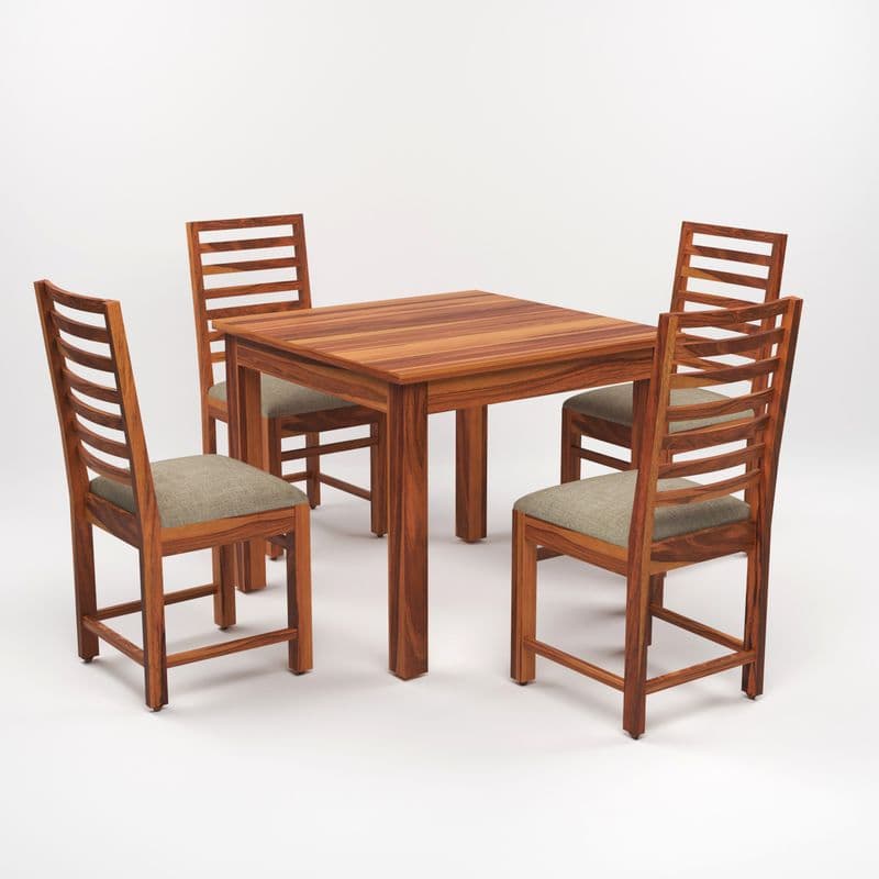 Solid Sheesham Wood 4 Seater Dining Table Set with Cushioned Chairs for Dining Room | Living Room | Home & Office | Wooden Dining Table for Hotels Restaurant (4 Seater, Honey) - image 4