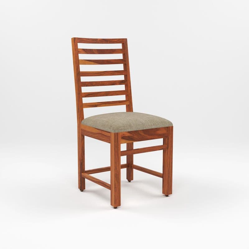 Solid Sheesham Wood Ladder Back Dining Chair – Set of 2, Honey - image 3