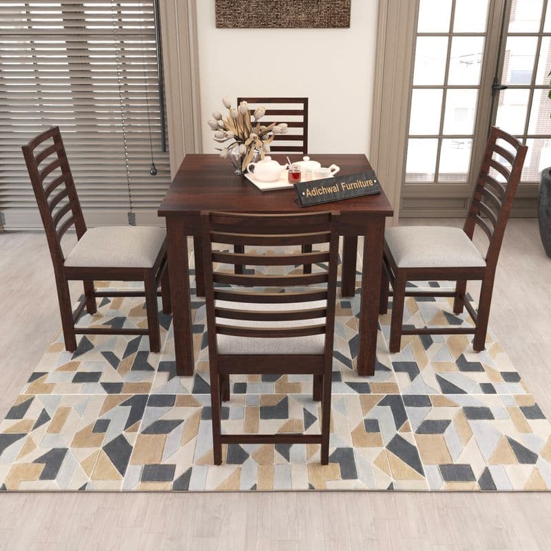 Solid Sheesham Wood 4 Seater Dining Table Set with Cushioned Chairs for Dining Room | Living Room | Home & Office | Wooden Dining Table for Hotels Restaurant (4 Seater, Walnut) - image 6