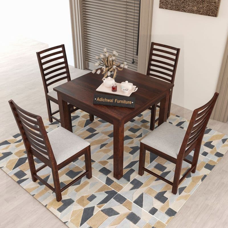 Solid Sheesham Wood 4 Seater Dining Table Set with Cushioned Chairs for Dining Room | Living Room | Home & Office | Wooden Dining Table for Hotels Restaurant (4 Seater, Walnut) - image 7