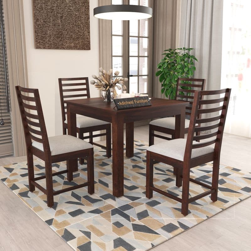 Solid Sheesham Wood 4 Seater Dining Table Set with Cushioned Chairs for Dining Room | Living Room | Home & Office | Wooden Dining Table for Hotels Restaurant (4 Seater, Walnut) - image 13