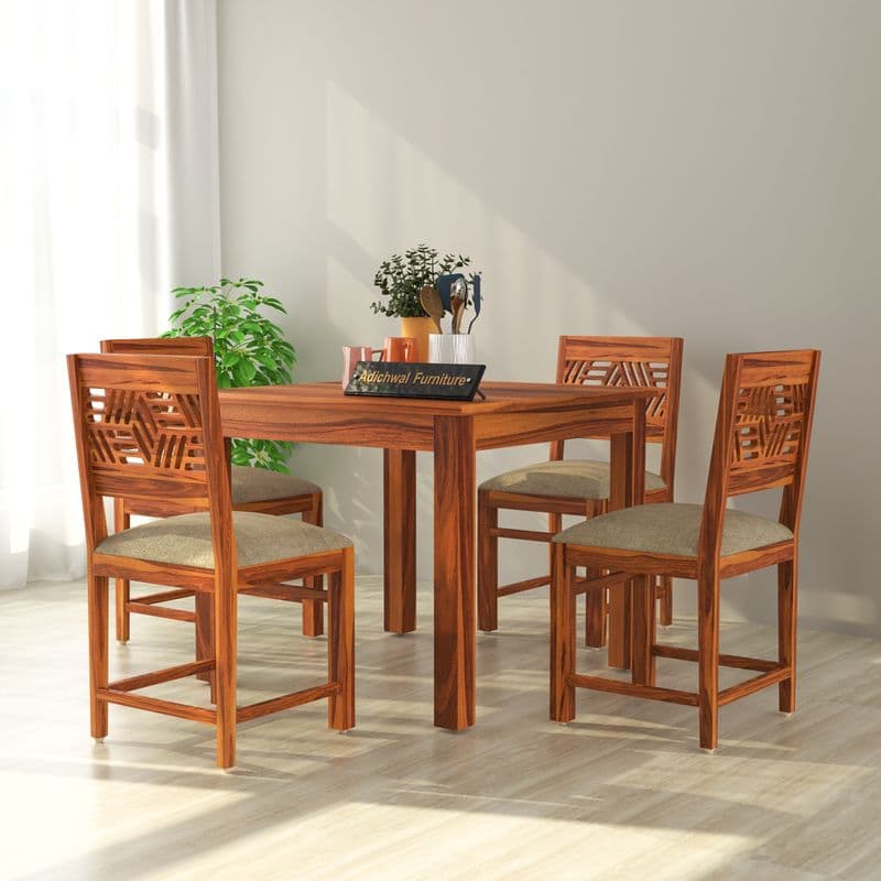 Solid Sheesham Wood 4 Seater Dining Table Set with Cushioned Chairs for Dining Room | Living Room | Home & Office | Wooden Dining Table for Hotels Restaurant (4 Seater, Honey A) - image 8
