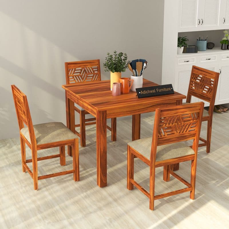 Solid Sheesham Wood 4 Seater Dining Table Set with Cushioned Chairs for Dining Room | Living Room | Home & Office | Wooden Dining Table for Hotels Restaurant (4 Seater, Honey A) - image 12