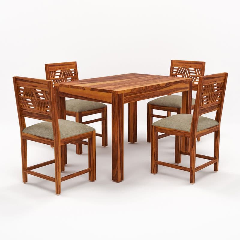 Solid Sheesham Wood 4 Seater Dining Table Set with Cushioned Chairs for Dining Room | Living Room | Home & Office | Wooden Dining Table for Hotels (4 Seater, Honey C) - image 8