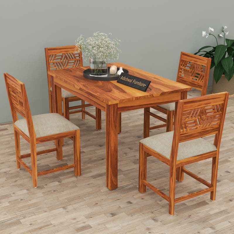 Solid Sheesham Wood 4 Seater Dining Table Set with Cushioned Chairs for Dining Room | Living Room | Home & Office | Wooden Dining Table for Hotels (4 Seater, Honey C) - image 10