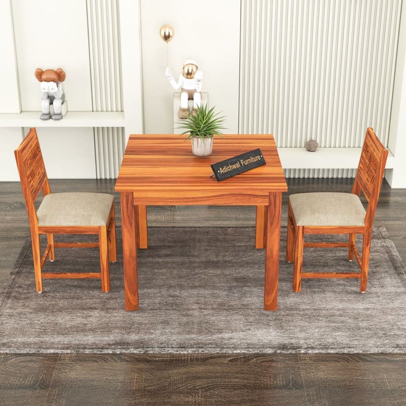 Solid Sheesham Wood 2 Seater Dining Table Set with Cushioned Chairs for Dining Room | Living Room | Home & Office | Wooden Dining Table for Hotels Restaurant (2 Seater, Honey A) - image 9