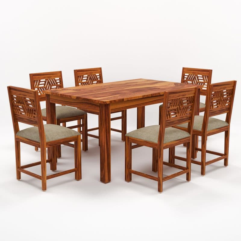 Solid Sheesham Wood 6 Seater Dining Table Set with Cushioned Chairs for Dining Room | Living Room | Home & Office | Wooden Dining Table for Hotels (6 Seater, Honey A) - image 8
