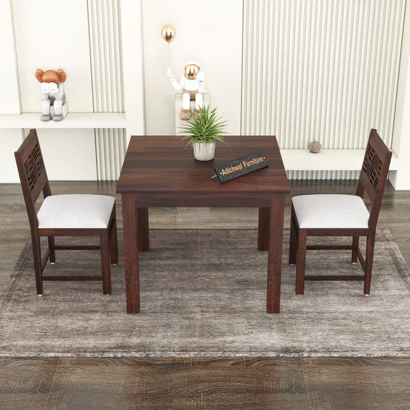 Solid Sheesham Wood 2 Seater Dining Table Set with Cushioned Chairs for Dining Room | Living Room | Home & Office | Wooden Dining Table for Hotels Restaurant (2 Seater, Walnut A) - image 9