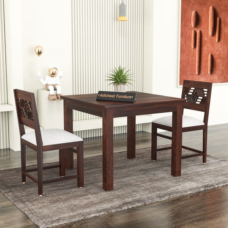 Solid Sheesham Wood 2 Seater Dining Table Set with Cushioned Chairs for Dining Room | Living Room | Home & Office | Wooden Dining Table for Hotels Restaurant (2 Seater, Walnut A) - image 13