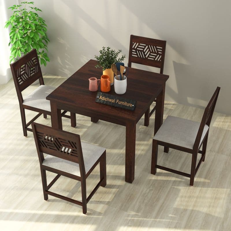 Solid Sheesham Wood 4 Seater Dining Table Set with Cushioned Chairs for Dining Room | Living Room | Home & Office | Wooden Dining Table for Hotels (4 Seater, Walnut A) - image 9