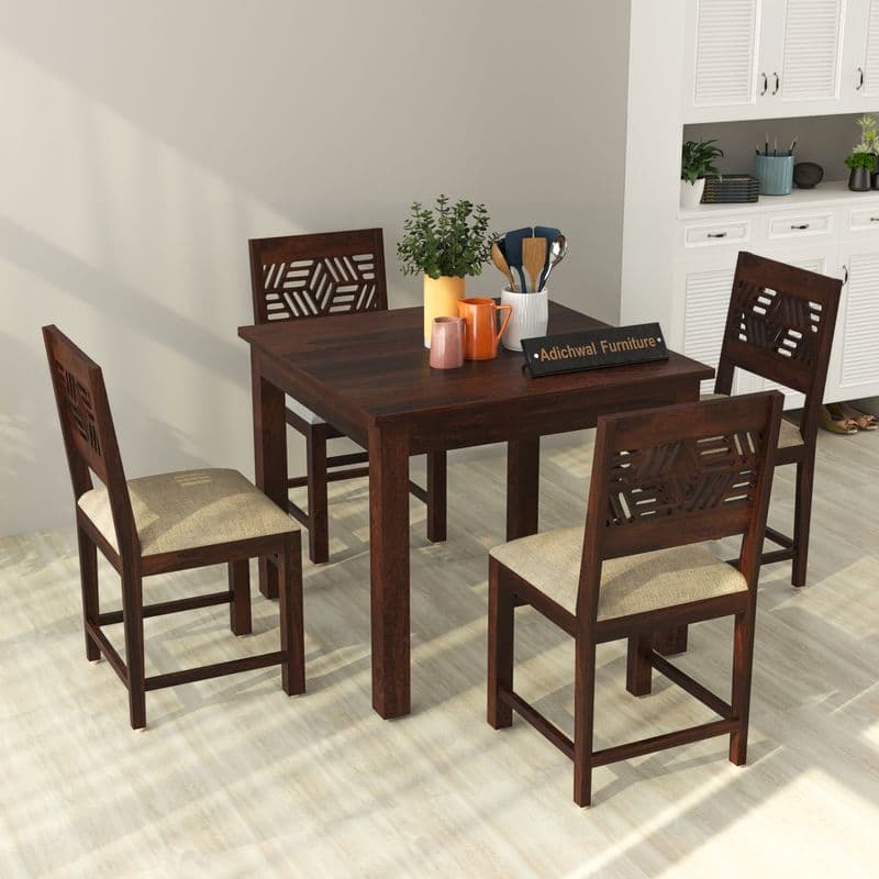 Solid Sheesham Wood 4 Seater Dining Table Set with Cushioned Chairs for Dining Room | Living Room | Home & Office | Wooden Dining Table for Hotels (4 Seater, Walnut A) - image 10