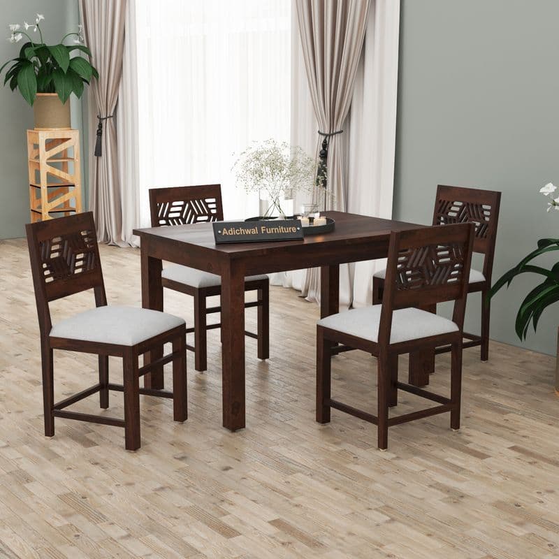Solid Sheesham Wood 4 Seater Dining Table Set with Cushioned Chairs for Dining Room | Living Room | Home & Office | Wooden Dining Table for Hotels (4 Seater, Walnut C) - image 7