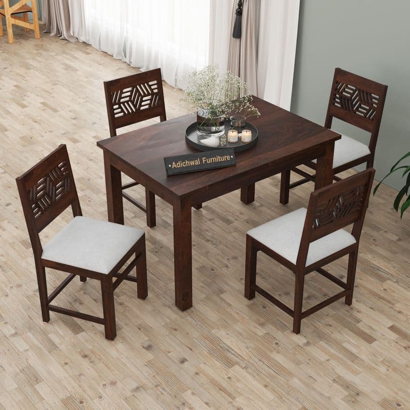 Solid Sheesham Wood 4 Seater Dining Table Set with Cushioned Chairs for Dining Room | Living Room | Home & Office | Wooden Dining Table for Hotels (4 Seater, Walnut C) - image 8