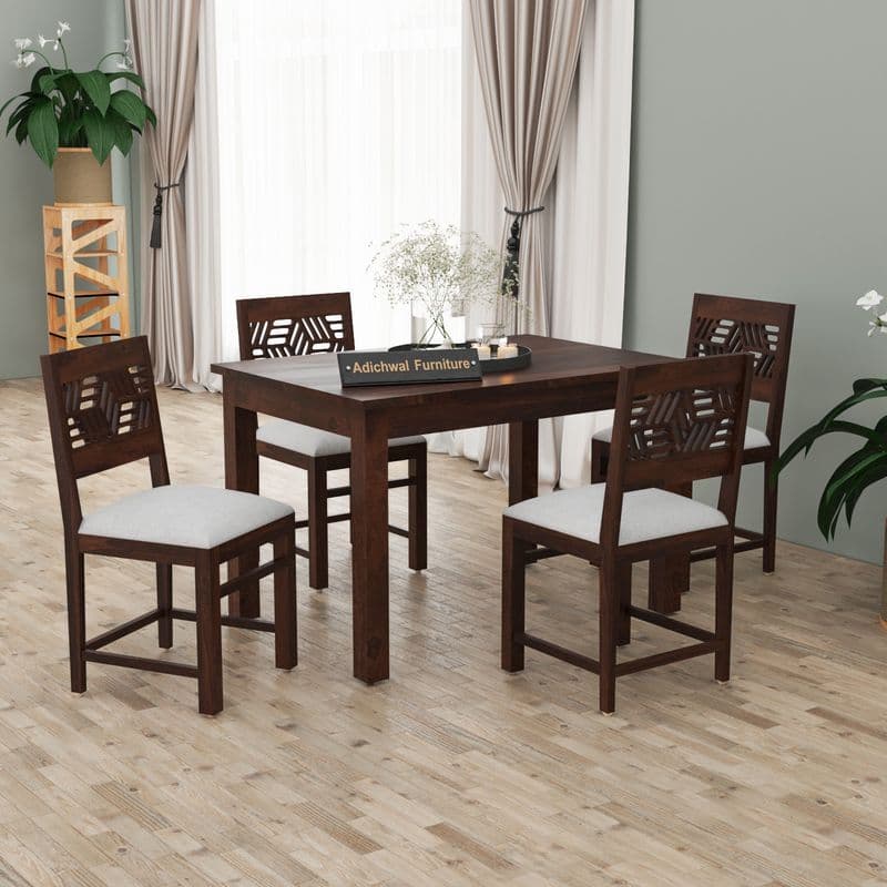 Solid Sheesham Wood 4 Seater Dining Table Set with Cushioned Chairs for Dining Room | Living Room | Home & Office | Wooden Dining Table for Hotels (4 Seater, Walnut C) - image 9