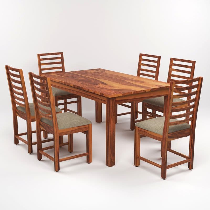 Solid Sheesham Wood 6 Seater Dining Table Set with Cushioned Chairs for Dining Room | Living Room | Home & Office | Wooden Dining Table for Hotels (6 Seater, Honey) - image 5