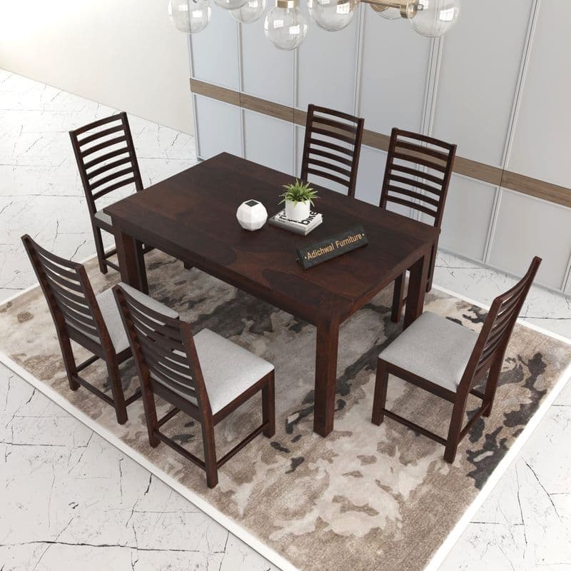 Solid Sheesham Wood 6 Seater Dining Table Set with Cushioned Chairs for Dining Room | Living Room | Home & Office | Wooden Dining Table for Hotels (6 Seater, Walnut) - image 13