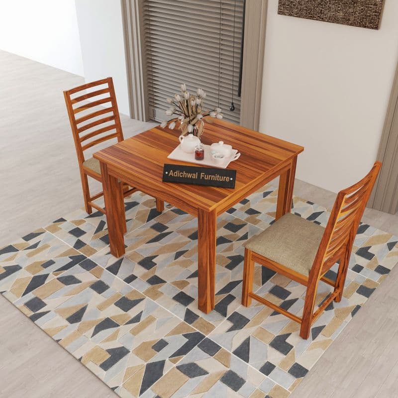 Solid Sheesham Wood 2 Seater Dining Table Set with Cushioned Chairs for Dining Room | Living Room | Home & Office | Wooden Dining Table for Hotels Restaurant (2 Seater, Honey) - image 4