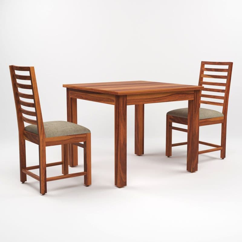 Solid Sheesham Wood 2 Seater Dining Table Set with Cushioned Chairs for Dining Room | Living Room | Home & Office | Wooden Dining Table for Hotels Restaurant (2 Seater, Walnut) - image 2