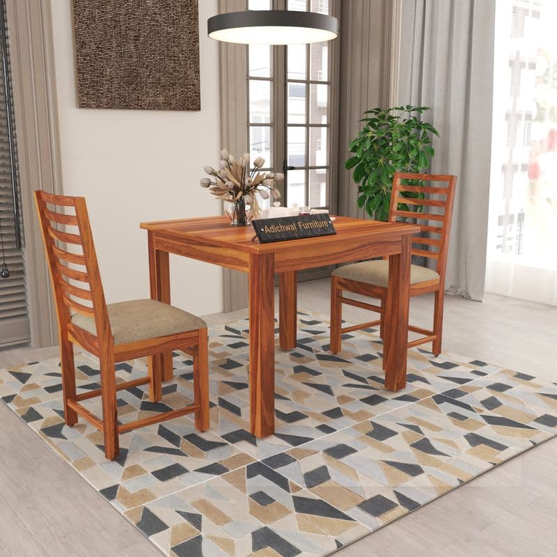 Solid Sheesham Wood 2 Seater Dining Table Set with Cushioned Chairs for Dining Room | Living Room | Home & Office | Wooden Dining Table for Hotels Restaurant (2 Seater, Walnut) - image 13