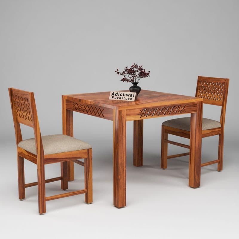 Solid Sheesham Wood 2 Seater Dining Table Set with Cushioned Chairs for Dining Room | Living Room | Home & Office | Hotels Restaurant & Cafe (2 Seater, Honey A) - image 2