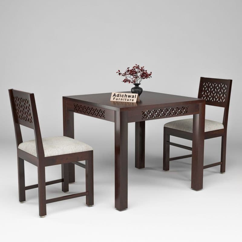 Solid Sheesham Wood 2 Seater Dining Table Set with Cushioned Chairs for Dining Room | Living Room | Home & Office | Hotels Restaurant & Cafe (2 Seater, Walnut A) - image 2