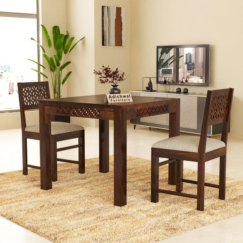 Solid Sheesham Wood 2 Seater Dining Table Set with Cushioned Chairs for Dining Room | Living Room | Home & Office | Hotels Restaurant & Cafe (2 Seater, Walnut A) - image 10