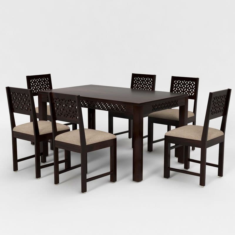 Solid Sheesham Wood 6 Seater Dining Table Set with Cushioned Chairs for Dining Room | Living Room | Home & Office | Hotels Restaurant & Cafe (6 Seater, Walnut A) - image 2