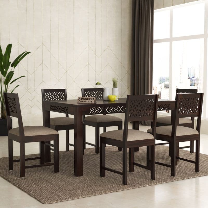 Solid Sheesham Wood 6 Seater Dining Table Set with Cushioned Chairs for Dining Room | Living Room | Home & Office | Hotels Restaurant & Cafe (6 Seater, Walnut A) - image 10