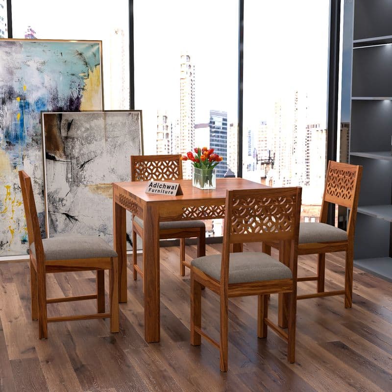 Solid Sheesham Wood 4 Seater Dining Table Set with Cushioned Chairs for Dining Room | Living Room | Home & Office | Hotels Restaurant & Cafe (4 Seater, Honey A) - image 10