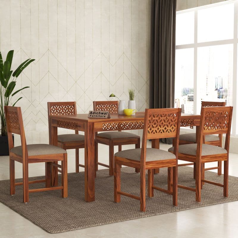 Solid Sheesham Wood 6 Seater Dining Table Set with Cushioned Chairs for Dining Room | Living Room | Home & Office | Hotels Restaurant & Cafe (6 Seater, Honey A) - image 10