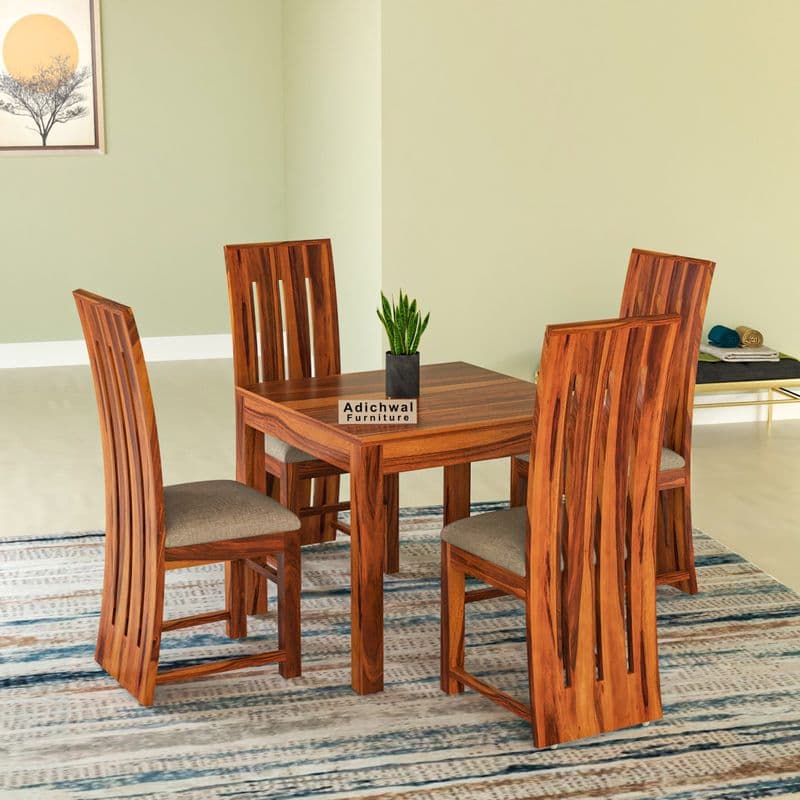 Solid Sheesham Wood 4 Seater Dining Table Set with Cushioned Chairs for Dining Room | Living Room | Home & Office | Hotels Restaurant & Cafe (4 Seater, Honey B) - image 3