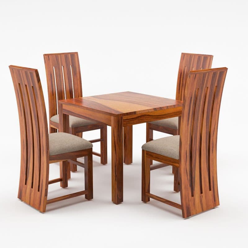 Solid Sheesham Wood 4 Seater Dining Table Set with Cushioned Chairs for Dining Room | Living Room | Home & Office | Hotels Restaurant & Cafe (4 Seater, Honey B) - image 5
