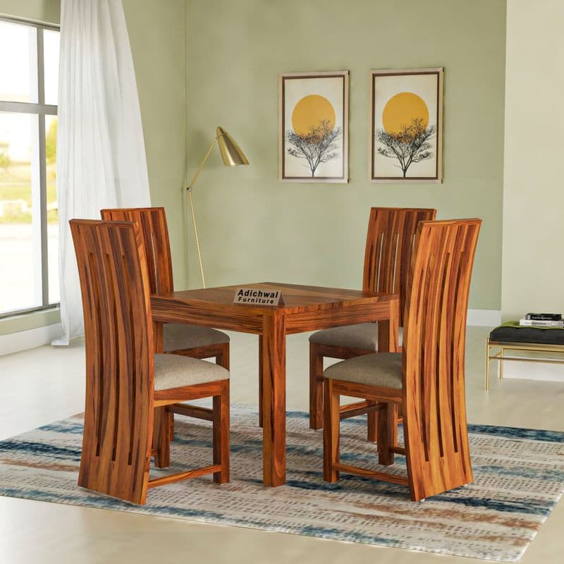 Solid Sheesham Wood 4 Seater Dining Table Set with Cushioned Chairs for Dining Room | Living Room | Home & Office | Hotels Restaurant & Cafe (4 Seater, Honey B) - image 8