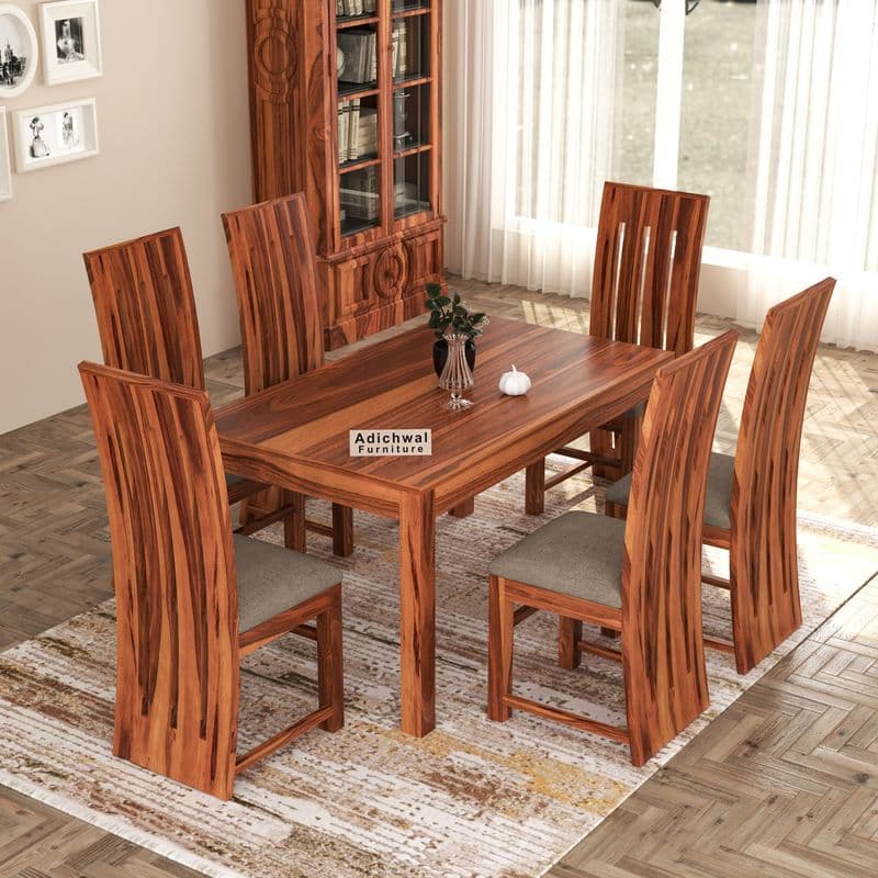 Solid Sheesham Wood 6 Seater Dining Table Set with Cushioned Chairs for Dining Room | Living Room | Home & Office | Hotels Restaurant & Cafe (6 Seater, Honey B) - image 9