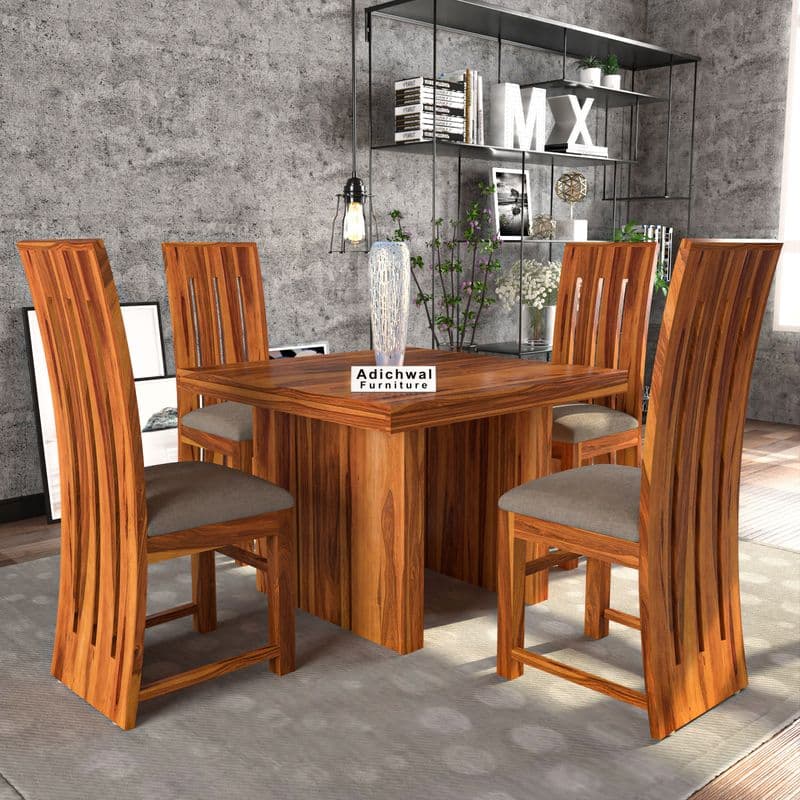 Solid Sheesham Wood 4 Seater Dining Table Set with Cushioned Chairs for Dining Room | Living Room | Home & Office | Hotels Restaurant & Cafe (4 Seater, Honey H) - image 8