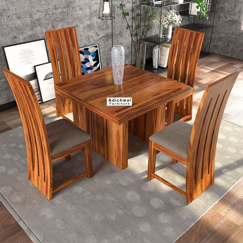 Solid Sheesham Wood 4 Seater Dining Table Set with Cushioned Chairs for Dining Room | Living Room | Home & Office | Hotels Restaurant & Cafe (4 Seater, Honey H) - image 7