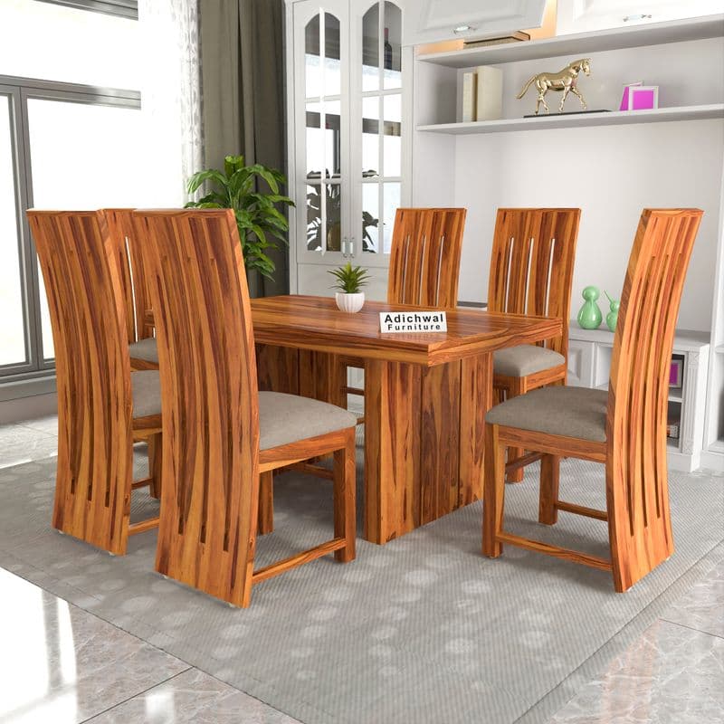 Solid Sheesham Wood 6 Seater Dining Table Set with Cushioned Chairs for Dining Room | Living Room | Home & Office | Hotels Restaurant & Cafe (6 Seater, Honey H) - image 2