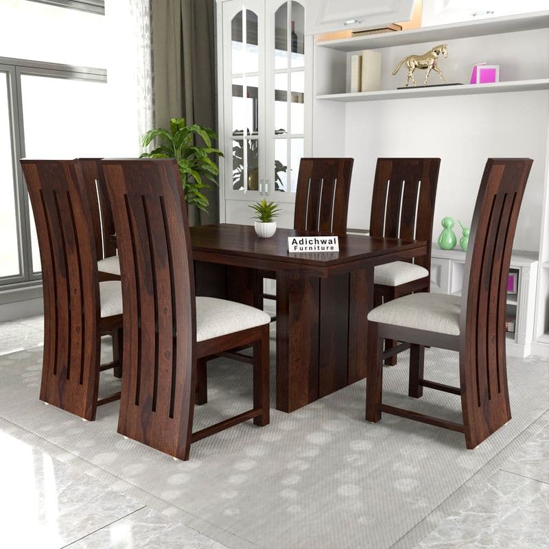 Solid Sheesham Wood 6 Seater Dining Table Set with Cushioned Chairs for Dining Room | Living Room | Home & Office | Hotels Restaurant & Cafe (6 Seater, Walnut H) - image 5