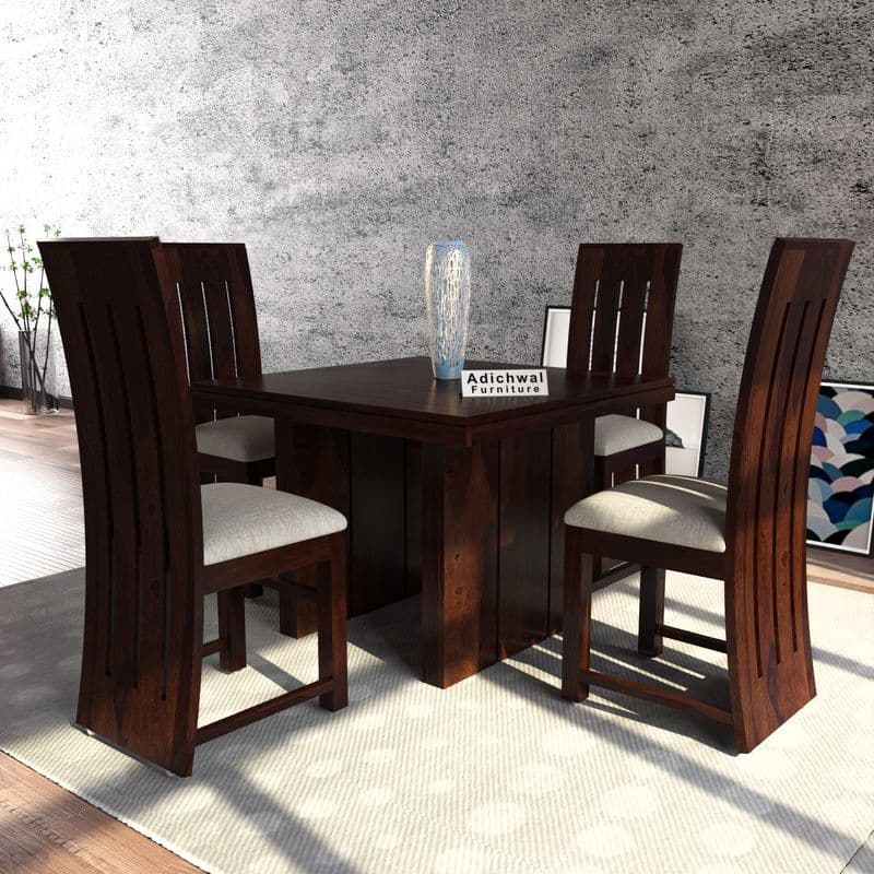 Solid Sheesham Wood 4 Seater Dining Table Set with Cushioned Chairs for Dining Room | Living Room | Home & Office | Hotels Restaurant & Cafe (4 Seater, Walnut H) - image 3
