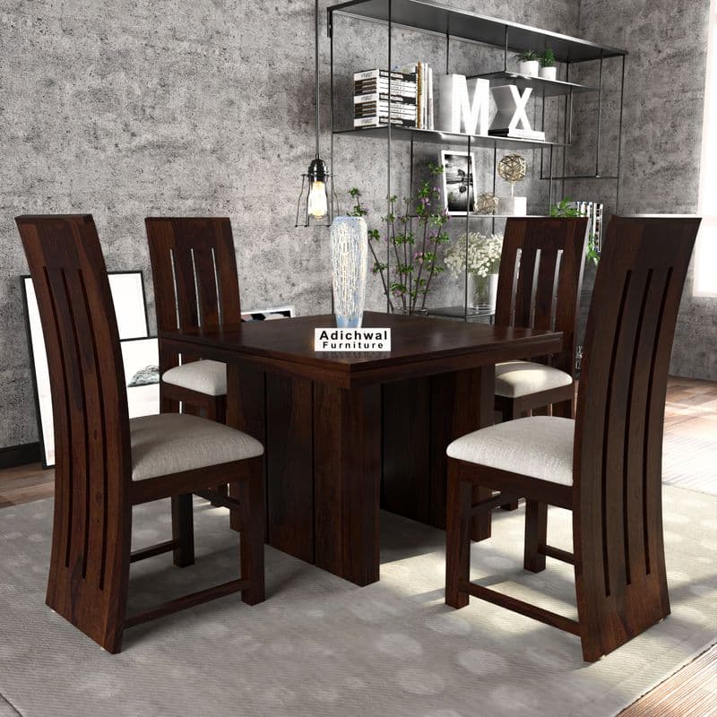 Solid Sheesham Wood 4 Seater Dining Table Set with Cushioned Chairs for Dining Room | Living Room | Home & Office | Hotels Restaurant & Cafe (4 Seater, Walnut H) - image 7