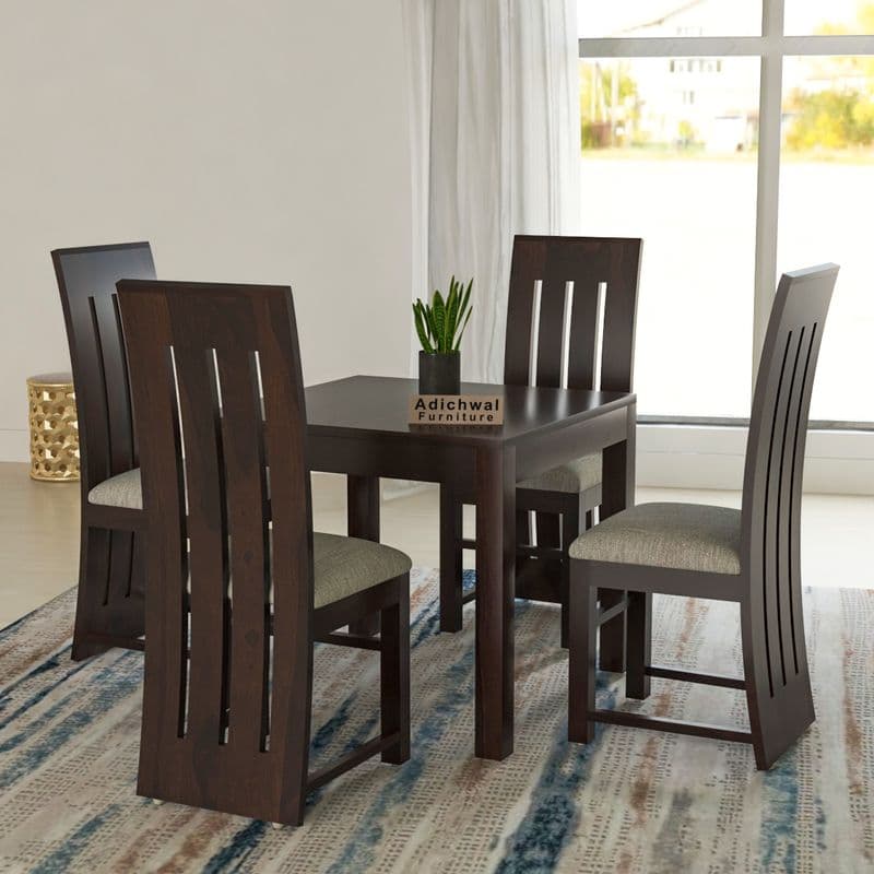Solid Sheesham Wood 4 Seater Dining Table Set with Cushioned Chairs for Dining Room | Living Room | Home & Office | Hotels Restaurant & Cafe (4 Seater, Walnut B) - image 2
